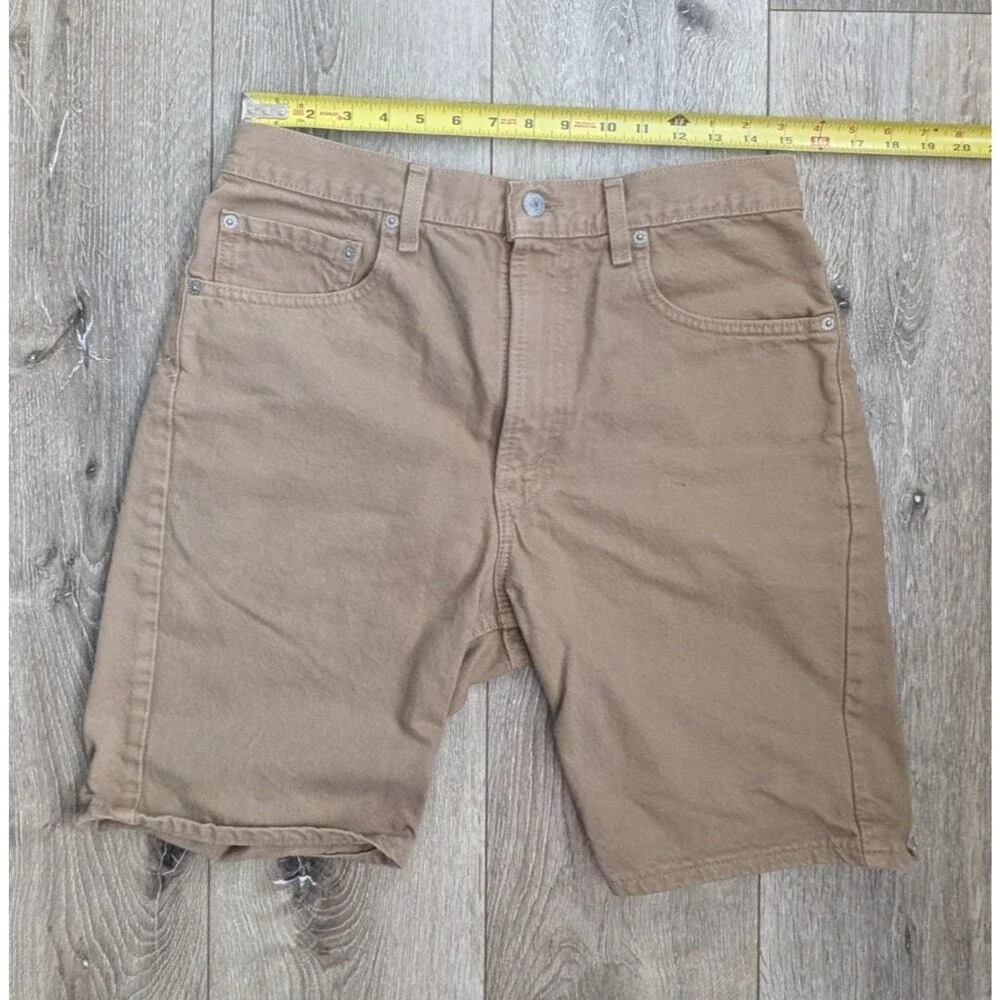 Levis 505 Jorts Jean Shorts Bermuda Length Tan Waist 34